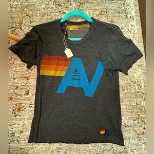 🎸AVIATOR NATION🎸🔥NWT🔥LOGO BOYFRIEND TEE - Charcoal- size XS